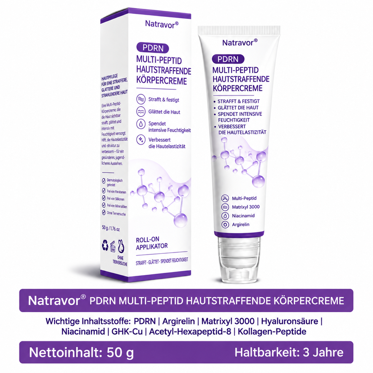 Natravor®🎗️ PDRN Multi-Peptid Straffende Körpercreme ｜ Anti-Aging Pflege, Feuchtigkeit, Straffung & Lifting für ein glatteres, ebenmäßigeres Hautbild